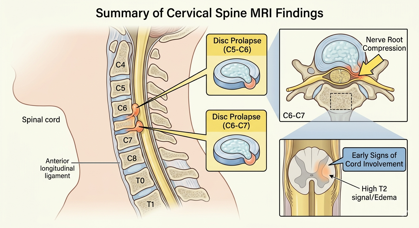 Spine Disc Bulge Diagram showing C5, C6, C7