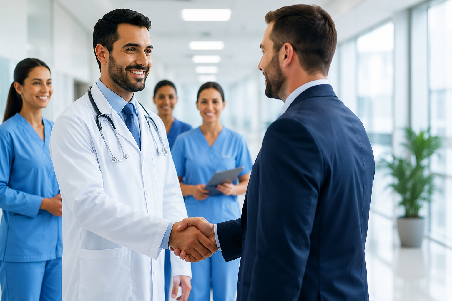 Hospital partnership handshake